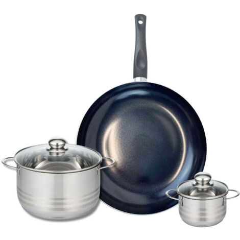 Ensemble de 1 Poêle de cuisson 32 cm et 2 faitouts 12 et 20 cm Elo Prima Brillant