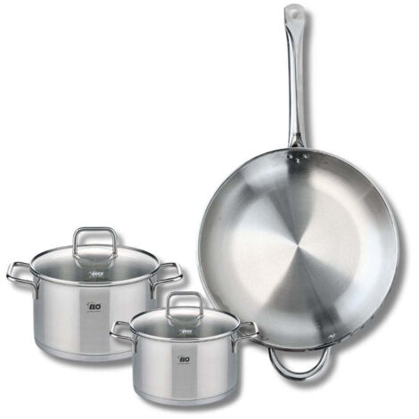 Ensemble de 1 Poêle de cuisson 32 cm et 2 faitouts 16 et 20 cm Elo Profi Citrin