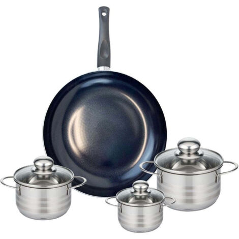 Ensemble de 1 Poêle de cuisson 32 cm et 3 faitouts 12, 14 et 16 cm Elo Prima Brillant