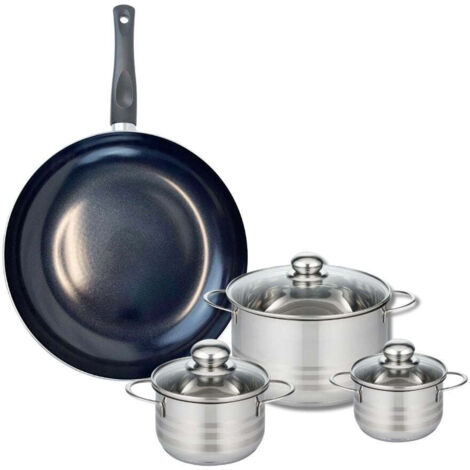 Ensemble de 1 Poêle de cuisson 32 cm et 3 faitouts 12, 14 et 20 cm Elo Prima Brillant