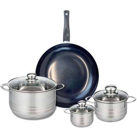 Ensemble de 1 Poêle de cuisson 32 cm et 3 faitouts 12, 16 et 24 cm Elo Prima Brillant
