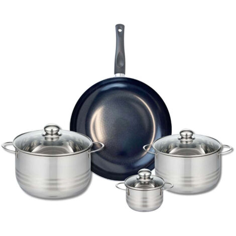 Ensemble de 1 Poêle de cuisson 32 cm et 3 faitouts 12, 20 et 24 cm Elo Prima Brillant