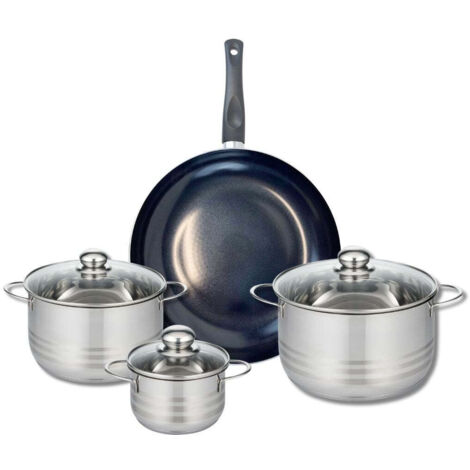 Ensemble de 1 Poêle de cuisson 32 cm et 3 faitouts 14, 20 et 24 cm Elo Prima Brillant