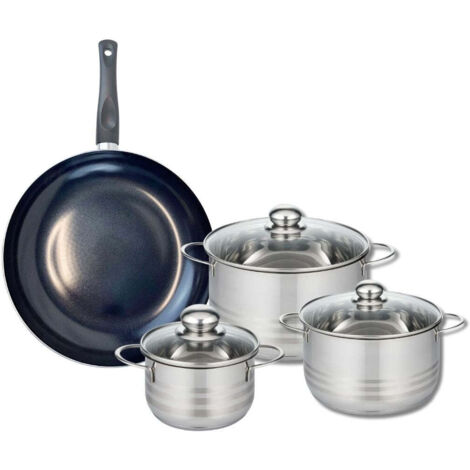Ensemble de 1 Poêle de cuisson 32 cm et 3 faitouts 16, 20 et 24 cm Elo Prima Brillant