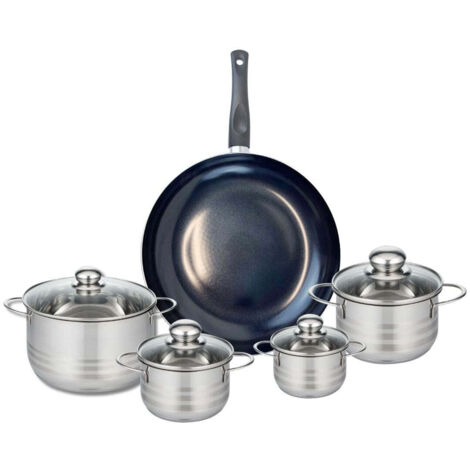 Ensemble de 1 Poêle de cuisson 32 cm et 4 faitouts 12, 14, 16 et 20 cm Elo Prima Brillant
