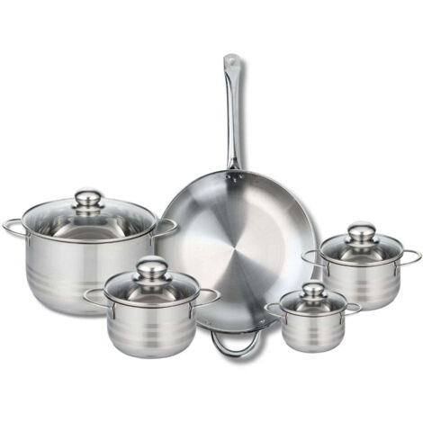 Ensemble de 1 Poêle de cuisson 32 cm et 4 faitouts 12, 14, 16 et 24 cm Elo Profi Brillant
