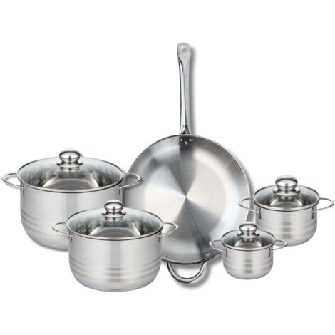 Ensemble de 1 Poêle de cuisson 32 cm et 4 faitouts 12, 14, 20 et 24 cm Elo Profi Brillant
