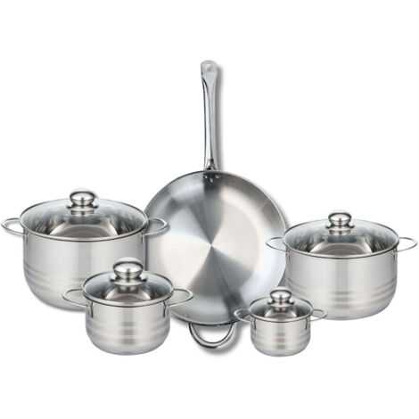 Ensemble de 1 Poêle de cuisson 32 cm et 4 faitouts 12, 16, 20 et 24 cm Elo Profi Brillant