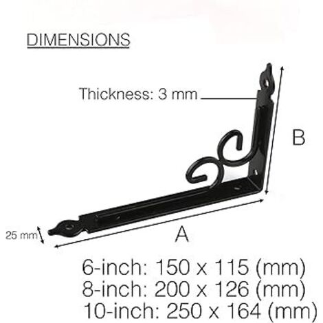 Ensemble de 1 support d'étagère décoratif, 15 cm (6 pouces), en acier renforcé. - AquaForge