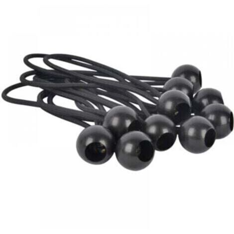 Ensemble de 10 attaches élastiques à tête sphérique 4MM pour bâche 15cm extensible jusqu'à 25cm - Noir