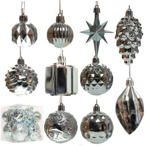 Ensemble de 10 boules de Noël - Décoration classique pour sapin de Noël - Bleu clair lac