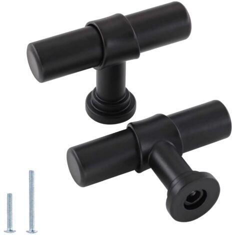 Ensemble de 10 boutons de porte de cuisine de 50 x 36 mm, noir mat