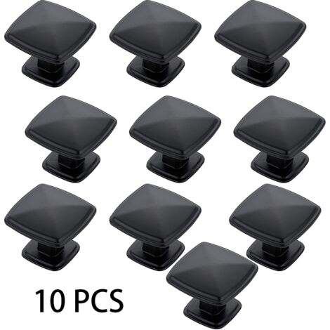 Ensemble de 10 boutons de porte de cuisine noirs mats de 3,2 cm (1-1/4 po) à trou simple