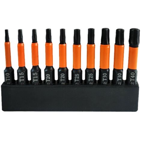Ensemble de 10 embouts de tournevis Torx magnétiques de 50 mm, outil de perçage hexagonal à main-AquaForge