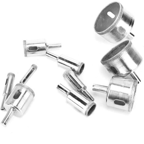 Ensemble de 10 forets diamantés pour scie cloche, lavables, pour usage industriel durable, de 8 à 50 mm.