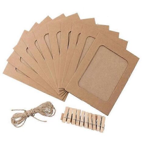 Ensemble de 10 pinces à dessin pour cadres photo muraux DIY, style album photo, marron, 7,6 cm (3 pouces).-AquaForge