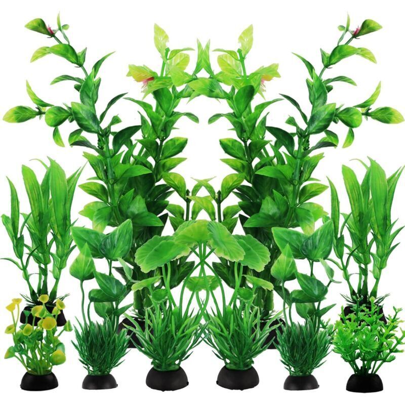 Ensemble de 10 plantes artificielles pour aquarium, décoration complète, algues artificielles en plastique - 10 plantes artificielles (un paquet)
