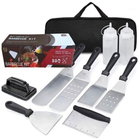 Ensemble de 10 plaques de cuisson en acier inoxydable - spatule, pinceau, huileur