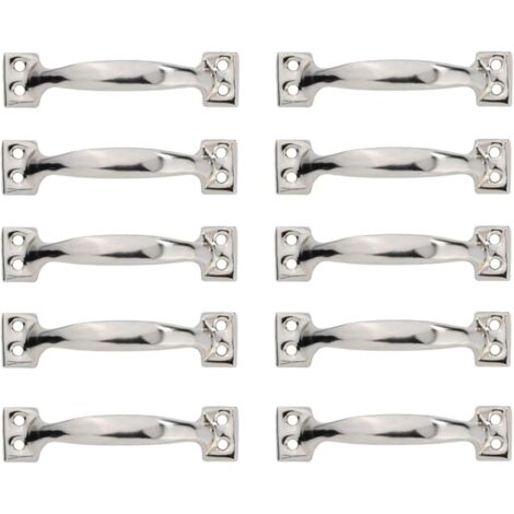 Ensemble de 10 poignées de porte cintrées vintage, poignées de porte en bois peint antique (133mm, argent)