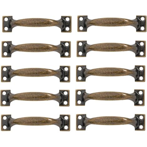 Ensemble de 10 poignées de porte cintrées vintage, poignées de porte en bois peint antique (133mm, vert bronze)
