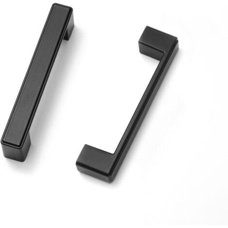 Ensemble de 10 poignées de tiroir – Poignées de porte de cuisine carrées et solides, poignées de meuble noir mat – Convient aux armoires de salle de bain, aux penderies et à la quincaillerie – Entraxe