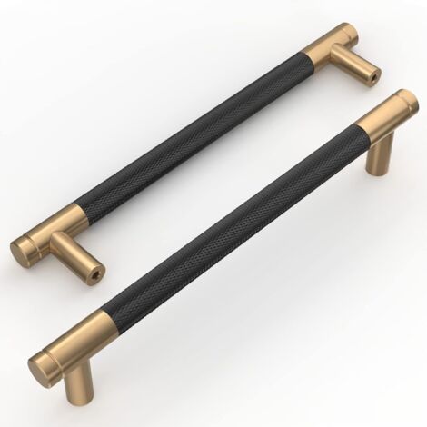 Ensemble de 10 poignées noires pour meubles et placards de cuisine, avec vis, convenant aux bureaux, tiroirs, armoires et penderies ( Or Noir, 160 mm)