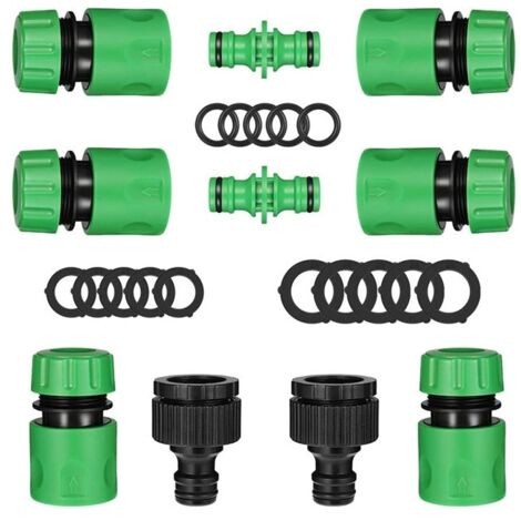 Ensemble de 10 raccords rapides pour tuyau d'arrosage (6 raccords rapides de 1/2 pouce, 2 raccords doubles, 2 pièces)