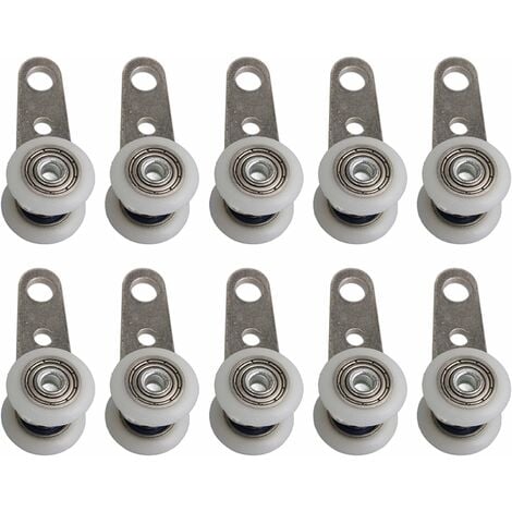 Ensemble de 10 roulettes pour baies vitrées ou portes coulissantes, métal et plastique, 4,5 x 1,9