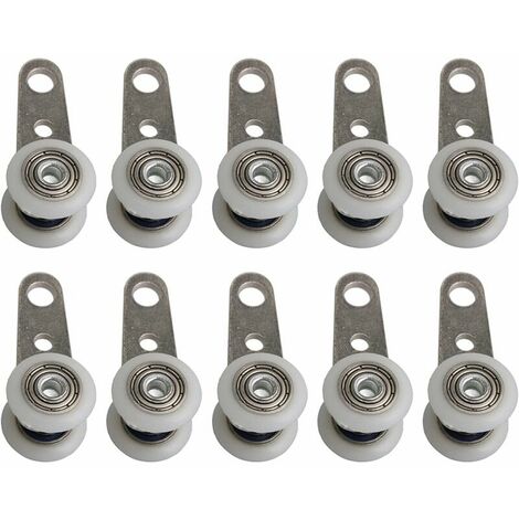 Ensemble De 10 Roulettes Pour Baies Vitrées Ou Portes Coulissantes, Métal Et Plastique, 4,5 X 1,9