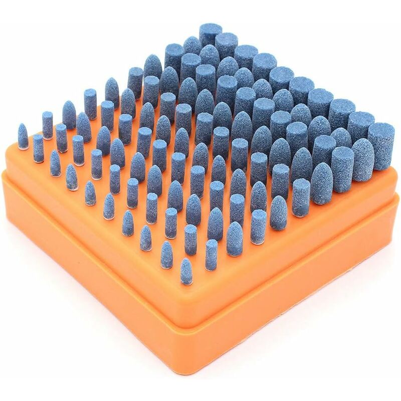 Ineasicer - Ensemble de 100 Pierres de Polissage à Embouts pour Outils Rotatifs Dremel Tige de 3 mm, Tete de Polissage Abrasif Monté Roue de Meulage