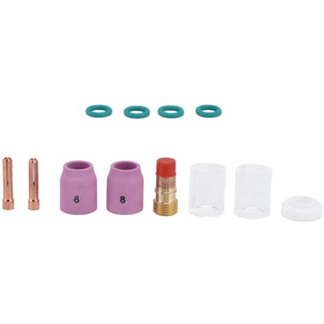 Ensemble de 12 accessoires pour soudage TIG : buses en céramique, lentilles à gaz et pinceaux pour torches WP‑17, WP‑18, WP‑26