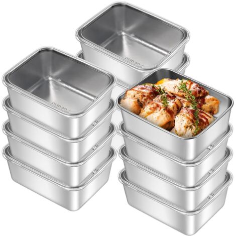 Ensemble de 12 boîtes de rangement pour réfrigérateur (argent, 13,5 x 10,5 x 5 cm)