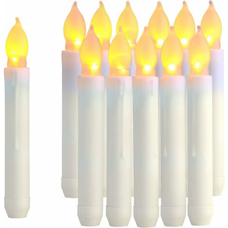 Batterie au Carbone Bougies Longues Électriques pour Décorations de Dîner de Mariage à la Maison 12 Pièces Bougies de Fenêtre LED sans Flamme Faux Bougeoirs de Noël à Piles 