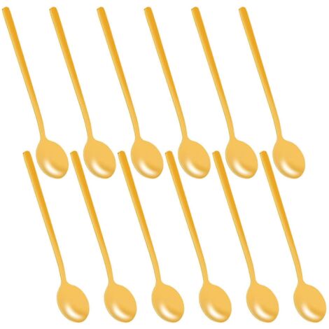 Ensemble de 12 cuillères à café en acier inoxydable (dorées)