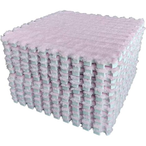 Ensemble de 12 dalles de moquette emboîtables en mousse EVA – Tapis de sol pelucheux, antidérapant et insonorisant – Pour chambre, crèche et salle de jeux