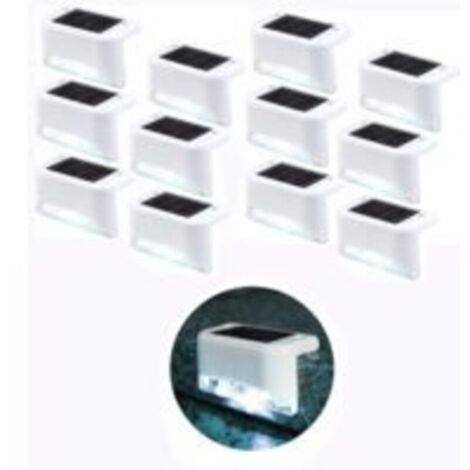 Ensemble de 12 lampes solaires d'escalier, lampes solaires étanches pour éclairage extérieur de terrasse, lampes solaires blanches pour escaliers et marches extérieures