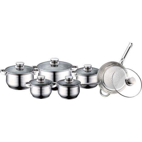 Ensemble de 12 pièces de batterie de cuisine en acier inoxydable Royalty Line RL-1231