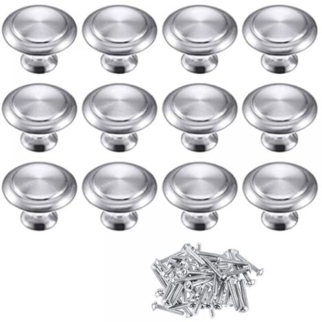 Ensemble de 12 pièces de boutons de meubles de 30 mm, poignées de porte de cuisine rondes, poignées de porte en alliage de zinc, poignées de porte d'armoire en chrome poli, poignées de cuisine