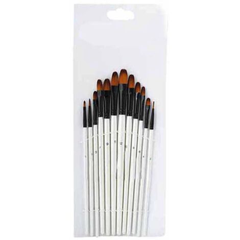 Ensemble de 12 Pinceaux à Peinture avec Manche Blanc Nacré pour Aquarelle et Détails(Filbert)