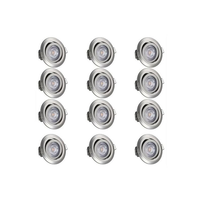 Le Poisson Qui Jardine - Ensemble de 12 Spots encastrables led Pour plafond Argent de 5W - Argent