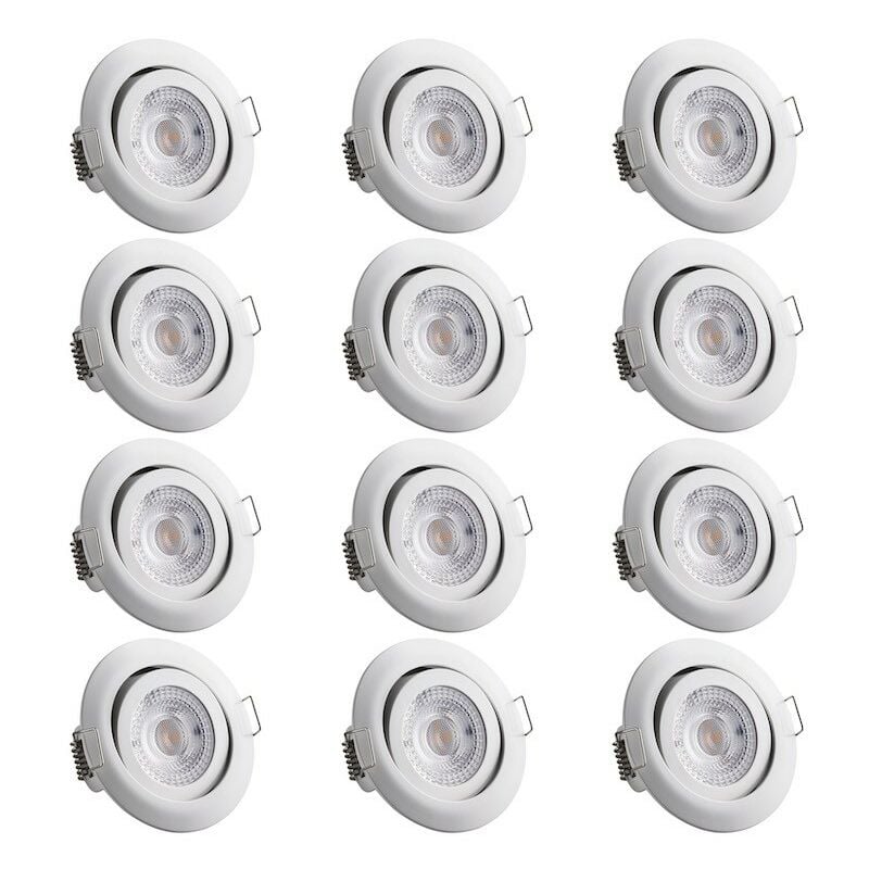Ensemble de 12 Spots encastrables led Pour plafond Blanc de 5W - Blanc