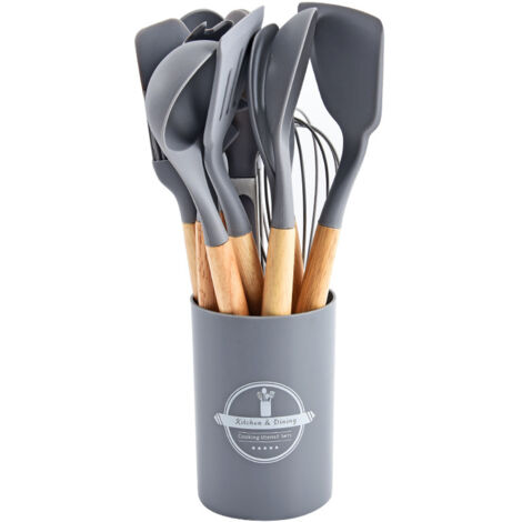 Ensemble de 12 ustensiles de cuisine , gris clair