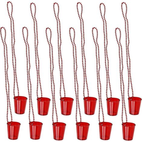 Ensemble de 12 verres à shot perlés Big Red Bride et Bride Tribe pour enterrement de vie de jeune fille JGA - Verres suspendus