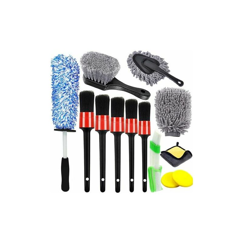Ormromra - Ensemble de 13 brosses de nettoyage de voiture, avec brosses de détail, brosse à pneus, brosse à poussière de voiture, brosse à jantes en