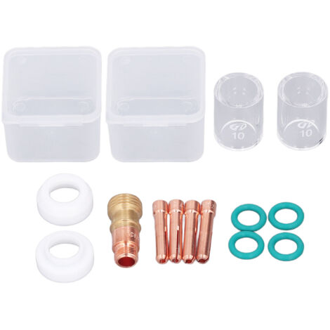 Ensemble de 13 pièces pour soudage TIG : connecteurs, pinces et couvercles PTFE pour torches WP 17, 18, 26