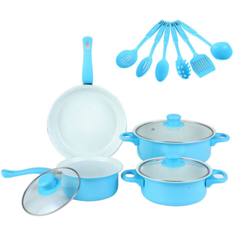 Ensemble de 13 ustensiles de cuisine antiadhésifs (casseroles et poêles) - Idée cadeau pour les amis et la famille