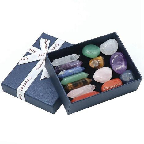 Ensemble de 14 pierres naturelles en cristal et gemmes, pierres de guérison pour les chakras, ornements en quartz et minéraux.