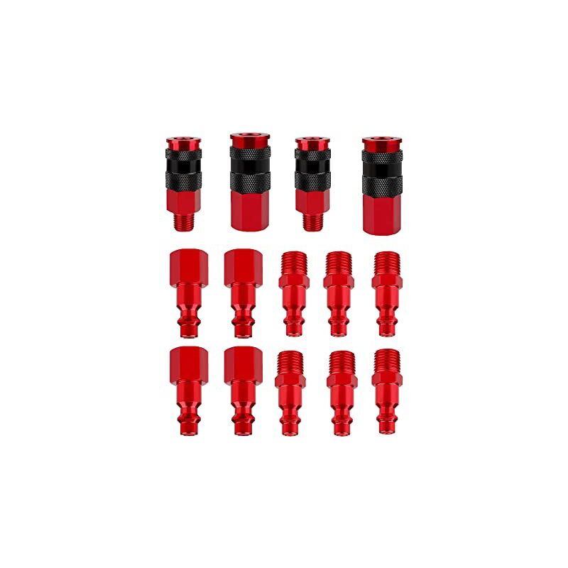 Ensemble de 14 raccords rapides 3 en 1 de style américain en oxyde d'aluminium 1/4NPT
