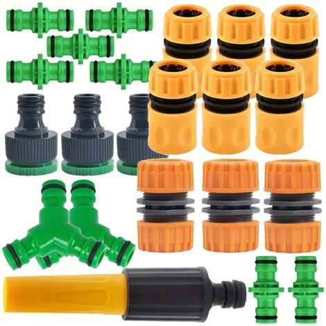 Ensemble de 15 raccords rapides pour tuyau d'arrosage de 1/2 pouce avec pistolet d'arrosage, accessoires de raccordement rapide pour l'arrosage du jardin.