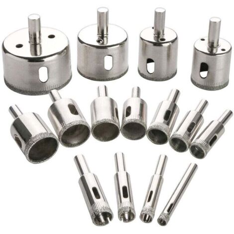 Ensemble de 15 scies cloches diamantées pour verre, bouteilles, marbre, granit et carrelage (6-50 mm)